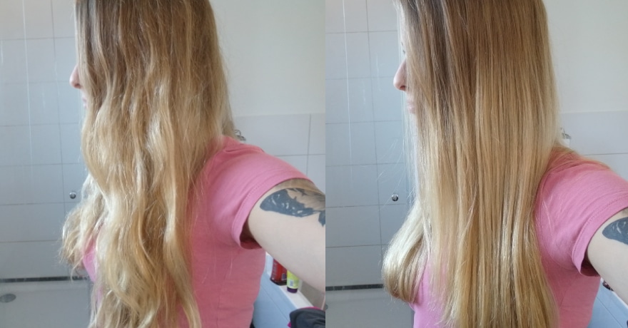 Haare Vorher/Nachher mit der Efalock Glättbürste